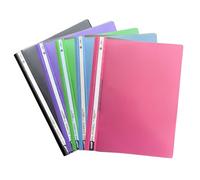 50 Pcs A4 Plastic Project Folders, 5 Assorted Colours Display Folder, Clear Front Covers Report Folder with 2 Prong, Waterproof Document Folder for School Office Paperwork, Filing & Organising (Set 3)