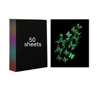 50 PCS A4 Size Luminous Fluorescent Magic Scratch Paper, Laser Engraving and Marking, Luminous Art Paper, Creative Craft Gift Set