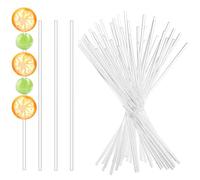 50 Pcs Acrylic Lollipop Sticks 8 Inch Cake Pop Sticks Clear Round Stir Rod Handmade DIY Reusable Cake Topper Sticks for Making Candy Dessert Lollipops Cake Cookie Pop Sticks (3mm Diameter)