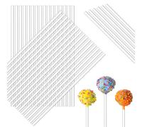 50 Pcs Acrylic Lollipop Sticks, Clear Round Stir Rods, Reusable Cake Pop Sticks for Candy Dessert Lollipops Cake Cookie DIY (3mm Diameter, 4 Inch)