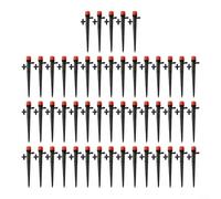 50 Pcs Adjustable Drip Emitters for Garden Irrigation Systems, 0-60 L/hr Flow Rate, 8-Jet Spray, Compatible with 4mm/7mm Tubing, Black/Green/Blue/Red (Red)