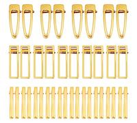 50 Pcs Alligator 3 Style Metal Flat Duckbill Hair Clips for DIY Hair Pin Casting Mold Accessories, Gold