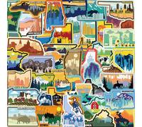 50 Pcs American States Stickers for Kid Teens Girls Boys Adults,USA States Stickers for Laptop,Water Bottles,Bicycle,Skateboard,Computer,Waterproof Vinyl for Wall,Graffiti Stickers Pack