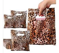 50 Pcs Animal Safari Theme Leopard Print Gift Bags Plastic Party Bags For Party Favors Birthday Party Supplies Zoo Jungle Theme For Kids Accessories