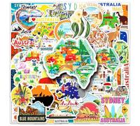 50 Pcs Australia Stickers for Water Bottle Waterproof Sticker for Laptop Skateboard Phone Car Decals for Teens Adults for Party Favors Supplies Decor (Australia Stickers)