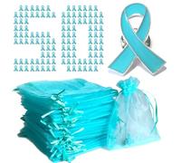 50 Pcs Awareness Ribbon Pin with Organza Bags Cancer Awareness Products Accessories, Alloy Steel, no gemstone