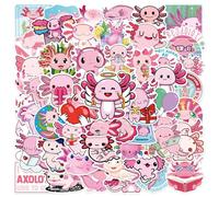 50 Pcs Axolotl Stickers, Vinyl Waterproof Cartoon Kawaii Stickers Cute Axolotl Gifts Animal Sticker for Water Bottles Laptop Luggage Scrapbook Guitar Skateboard