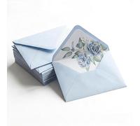 50 Pcs Baby Blue Envelopes Floral Pattern 5x7 Envelopes for Wedding Invitation Cards, Greeting Cards, Birthday Baby Shower Invitations