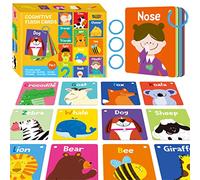 50 PCS Baby Cognitive Flashcards, Double Sided Printed 7 in 1 Colorful Cards Alphabet, Numbers, Foods, Animals, Shapes, Colors with 3 Reclosable Rings, Learning Tool for Pre-K Kindergarten Toddlers