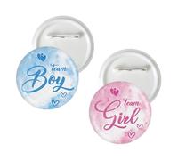 50 Pcs Baby Gender Reveal Button Pins, Team Boy Team Girl Badge Pins, Team Blue or Pink Stain Brooch Button for Baby Shower/Gender Reveal Party Decorations