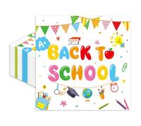 50 Pcs Back to School Paper Napkins,Disposable School Supplies Design Apples Pencil Notebook Beverage Dessert Napkin for Classroom, Teacher Appreciation, Kindergarten, First Day of School Decoration