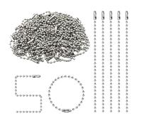 50 Pcs Ball Bead Chain, 4.72 Inch Dog Tag Chain, Stainless Steel Ball Chains Keychain and Connector Clasp, Silver Bead Chains Bulk for Jewelry Making Key Rings Crafts DIY Hanging Decoration