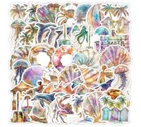 50 Pcs Beach Series Stickers Laptop Car Scrapbook Phone Skateboard Suitcase Luggage Bike Beach Vinyl Waterproof Aesthetic Personalised Stickers for Teens Boys Girls Adults