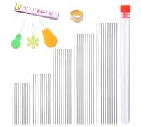 50 Pcs Beading Needles, 5 Size of Thin Beading Needles Big Eye Bead Needles, Long Straight Needles Bead Needles Hand Sewing Needles with Threader and Thimble for Jewelry Making (40~120mm)