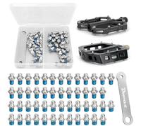 50 Pcs Bicycle Pedal Bolts Screw, M4*4.4 Bicycle Pedals Non-Slip Nails, Bike Pedals Anti Skid Nails, Bicycle Curve Screws Bicycle, Stainless Steel Pedal Bolts, for Bikes, with Spanner (2 Styles)