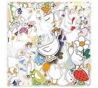 50 Pcs Big White Goose Graffiti Stickers for Water Bottles,Guitar,Bicycle,Laptop,Skateboard,Computer,Animal Goose Cute Style Stickers Waterproof Vinyl,Scrawl Decoration for Girls Boys Children Teens
