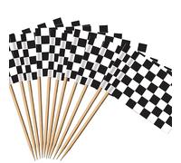 50 Pcs Black and White Chequered Flag Cupcake Picks, Checkered Racing Flag for Race Car Cake Toppers Sandwich Labels on Sticks, For Cake Toppers Food & Cupcake Party Decoration