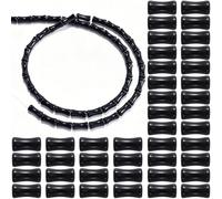 50 Pcs Black Bamboo Beads, Loose Tube Charms for Jewelry Making