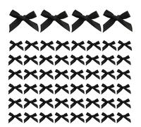 50 Pcs Black Bows，Mini Bows,Black Ribbon,Single Sided Satin Bow 2.5CM x 4CM Gift PackingBlack Ribbon for Balloons, Weddings, Christmas, Baby Showers & Decorations