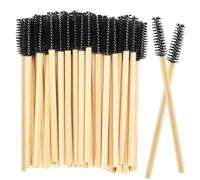 50 Pcs Black Disposable Mascara Wands, Disposable Lash Mascara Wands, Lash Brushes, Bamboo Eyelash Spoolies Eyebrow Brush, Eyelashes Extension Brush Applicator Mascaras Wand Cosmetic Makeup Tools