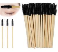50 Pcs Black Disposable Mascara Wands, Disposable Lash Mascara Wands, Lash Brushes, Bamboo Eyelash Spoolies Eyebrow Brush, Eyelashes Extension Brush Applicator Mascaras Wand Cosmetic Makeup Tools