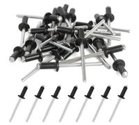 50 PCS Black Large Flange Pop Rivets 4.8 x 20mm, Aluminium Blind Rivets | Large Flange Aluminium Blind Rivets with 4.8 x 20mm Size, Suitable for Metal, Plastic, Wood, DIY and Repair Projects