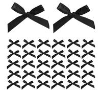 50 Pcs Black Satin Ribbon Bows Ties Little Rosette DIY Satin Bow-Knot Ribbon Mini Bow-Knot Cute Small Bows for Craft Sewing Scrapbooking Christmas Party Wedding and Gift Wrapping