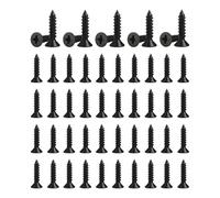 50 Pcs Black Self Tapping Screws, M3 x 6/10/12/16/20mm Assortment, Zinc Plated 304 Stainless Steel Phillips Flat Head for Wood, Drywall, Metal, Plastic, Furniture