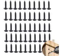50 Pcs Black Self Tapping Screws, Phillips Round Head Self Tapping Screws, M4 x 10 mm Carbon Steel Assortment Kit for Furniture, Drywall, Door & Window Work