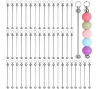 50 Pcs Blank Beaded Keychain, Metal Beading Sticks With Loop, Ideal For Diy Crafting, Bag Charms, Beadwork, And Jewelry Accessories