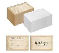 50 Pcs Blank Thank You Gift Certificates for Business, Custom Blank Gift Cards with Envelopes 4 x 6 Inch for Spa Salon Restaurants, Client Vouchers