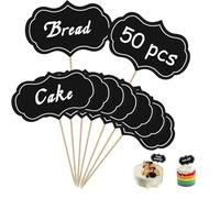 50 Pcs Blank Toothpick Flags, Mini Chalkboard Signs for Food, Blank Toothpick Flags Cocktail Sticks Party Food Flags for Buffets to Write it On Cupcake Toppers Cheese Labels for Wedding Birthday Party
