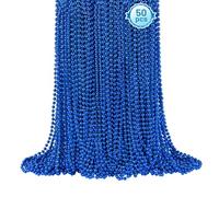 50 PCS Blue Bead Necklace, Blue Mardi Gras Beads Christmas Necklaces, 33" 4th of July Patriotic Beads Necklaces, Parade Throw Accessories for Independence Day Mardi Gras Hanukkah Pirate Theme Party