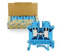 50 Pcs Blue UK6N DIN Rail Terminal Block Screw Wide Application for 8-20 AWG 57A 800V Electrical Cabinets Distribution Box, Solar Power System, PLC Industrial Control Automation Panel DIY CNC