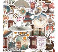 50 PCS BMYUK Ancient China Travel Stickers Waterproof Chinese-Themed Vacation Decals for Journals Scrapbooks Scrapbooks