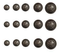 50 Pcs Bronze Metal Blazer Buttons 5 Different Size Bronze Buttons 15mm 18mm 23mm 25mm 30mm,for DIY Craft Button Men Women Blazer Coat Uniform Shirt Suit and Jacket