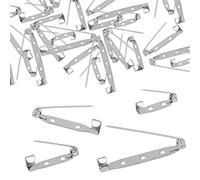 50 Pcs Brooch Pins, 4-Size Pack of Safty Pins, Silver Bar Pins, Secure Back Clasp With Back Bar Fastener, Pin Badge Backs With Holes (Silver, 50)