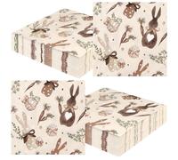 50 PCS Bunny Napkins Carrots Rabbits Napkins Disposable Napkin Farmhouse Luncheon Dinner Napkin for Spring Kitchen Dining Home Party Supplies Table Decor, 6.5 x 6.5 Inch