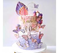 50 Pcs Butterfly Cake Decoration,Three-Dimensional Butterflies Decoration,Butterfly Theme Party Cake Decoration,Suitable for Birthdays, Weddings, Party Cake Decorations