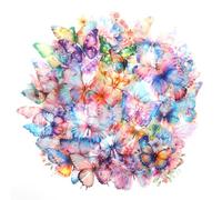 50 PCS Butterfly Stickers, Holographic Transparent Water Proof Stickers Realistic Transparent Sticker Colorful Pet Lovely Sticker for Teens Adults Gifts Stationery Scrapbook Luggage Laptop Window