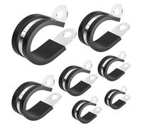 50 Pcs Cable Clamps Assortment Kit, 304 Stainless Steel Rubber Coated Cushioned Insulated Cable Clamp, Metal Clamp for Tube,Lines,Wire Cord Installation(Black)