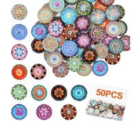 50 Pcs Cabochons 20mm for Crafting Flat Back, Glass Cabochons with Colorful Patterns, Assorted Muggle Stones Cabochons for Crafting Decorative