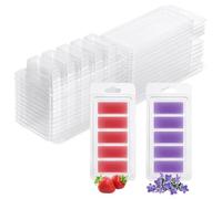 50 Pcs Candle Plastic Wax Melts, 5-Cavity Wax Melt Containers with Easy-Opening Release, Clear Empty Plastic Wax Melt Mold for Soy Wax Melts Soap Making Craft Gift Home Decor