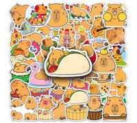 50 Pcs Capybara Stickers Cute Brown Animal Waterproof Scrapbook Stickers Cartoon Capybara Wall Decals Kawaii Stickers Decorative Aesthetic Sticker Party Favors for Journal Laptops Phone Book Guitar