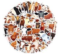 50 Pcs Cartoon Cow Stickers for Kids Teens Adults Boys Girls Gift,Cow Stickers Pack for Laptop,Skateboard,Luggage,Car,Bike, Cup,Computer,Water Bottle Decor,Vinyl Waterproof Sticker Decals