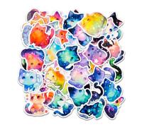 50 Pcs Cartoon Rainbow Starry Sky Cat Stickers, Cute Kawaii Aesthetic Animal Vinyl Decals, Waterproof Stickers for Water Bottle, Laptop, Phone, Skateboard, for Teens, Girls, Kids and Women