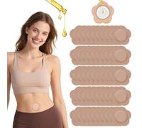 50 PCS Castor Oil Pack Wrap for Belly Button, Self-Adhesive Castor Oil Patches, Organic Disposable Spunlace Cloth Highly Absorbent Pad with Cotton, Mess-Free Wraps No Wash for Women Men (Flower Pad)