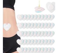 50 PCS Castor Oil Patches, Castor Oil Belly Button Patch, Heart-Shaped Self-Adhesive Compress Pads, Highly Absorbent Spunlace Cloth, Convenient Patches for Home Travel