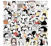 50 Pcs Cat Stickers Cute Cartoon Animals Sticker for Laptop Skateboard Scrapbook Computer Water Bottle Luggage Helmet Bike Car,Vinyl Waterproof Funny Cow Cat Sticker for Adult Girls Kids