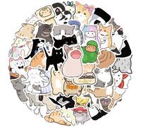 50 PCS Cat Stickers, Cute Graffiti Cat Meme Sticker Pack, Kawaii Waterproof Vinyl Stickers for Laptop, Phone, Water Bottle, Luggage for Cat Lovers